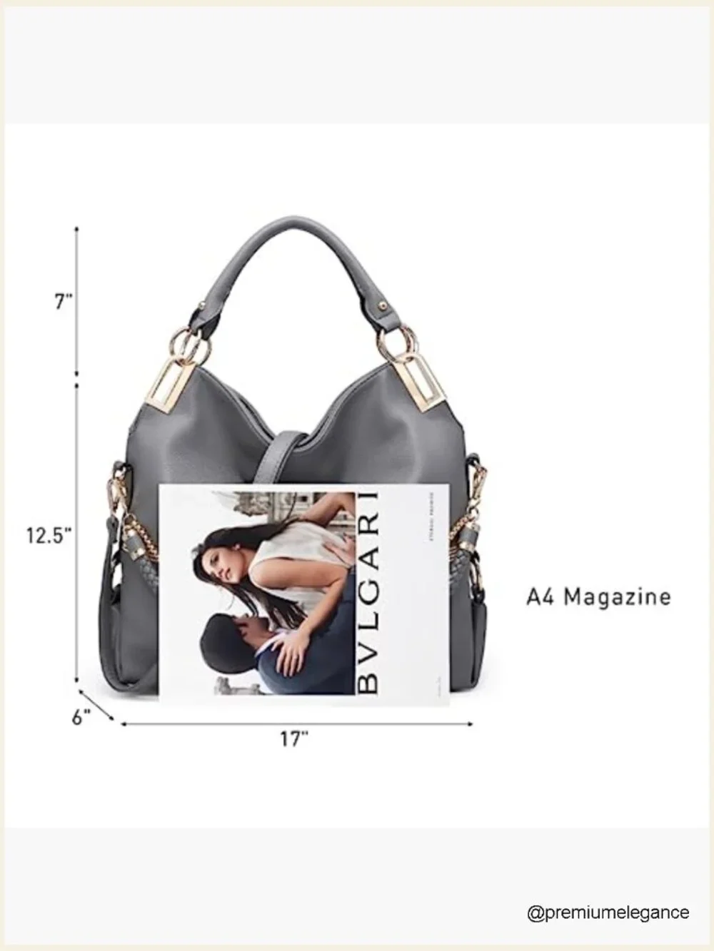 Large Hobo Bag with Rhinestone Accents Vegan Leather Tote Purse Shoulder Handbag